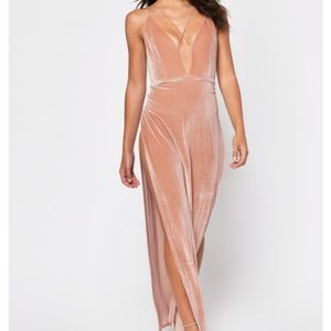 Tobi Maxine Velvet Maxi Dress in Rose